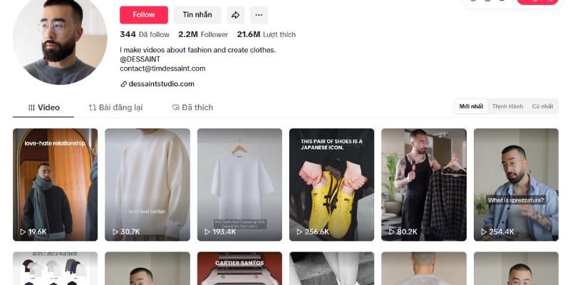 Kênh TikTok về phối đồ nam casual