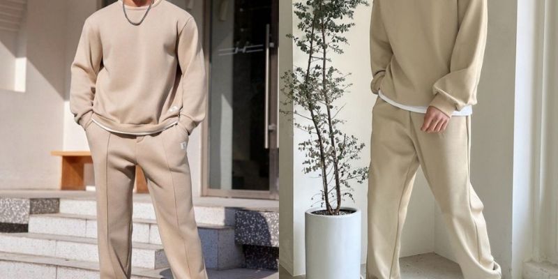 Áo len cổ tròn mix jogger cá tính