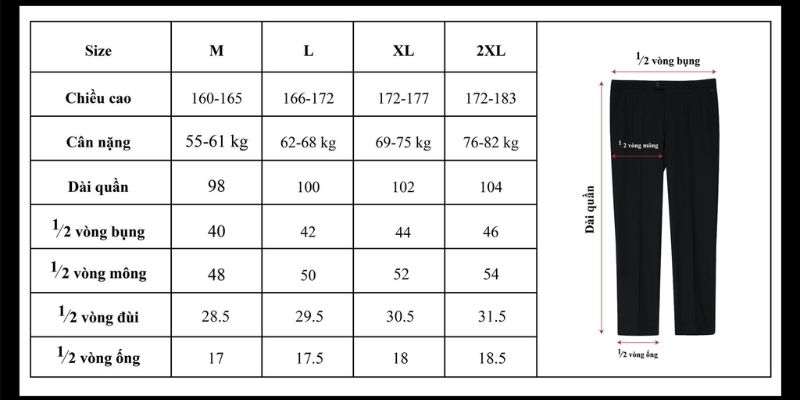 [Bật mí] thông số size quần nam và cách lựa chọn sao cho chuẩn