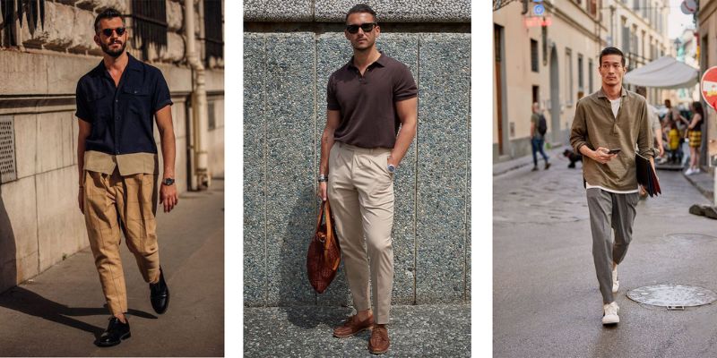 Áo polo và quần tây cách điệu là lựa chọn đáng cân nhắc dành cho những bữa tiệc tổ chức tại nhà.