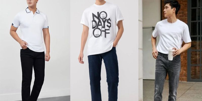 Kết hợp sơ mi và quần kaki hoặc quần vải baggy chuẩn phong cách basic nam.