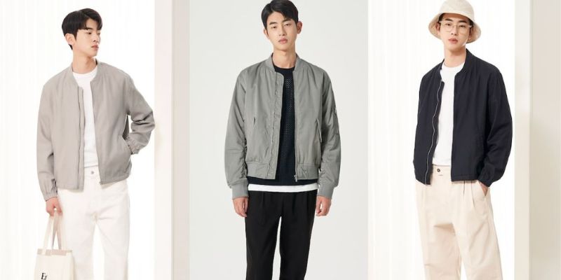 Áo khoác da bomber và quần jeans là sự kết hợp vô cùng độc đáo.